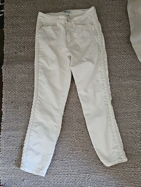 Judy Blue Cream Braided Side-Panel Relaxed Fit Jeans